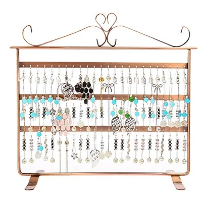 Image of Alucy Practical Earring Display Stand, Fashionable 72 Holes Earrings Necklace Bracelet Rings Jewelry Display, Stands Hanger Holder Rack, Vintage Stand(Antique Bronze)