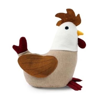 Image of Charlie Cockerel Doorstop Fabric Rooster Chicken Decorative Door Stop Farmyard Animal Stopper 22cm