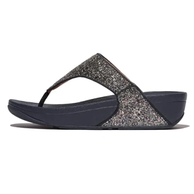 Image of Fitflop Women&#039;s LULU Multi Tonal Glitter Toe Post Sandals, Midnight Navy Mix, 4 UK