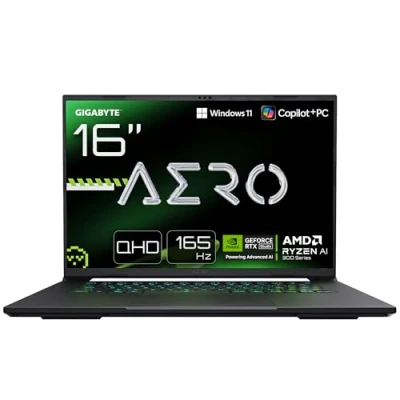 Image of Gigabyte AERO X16 Gaming Laptop Copilot+ PC, 16&quot;, 165Hz WQXGA, Ryzen AI 7 350, RTX 5060, 16GB DDR5 5200MHz, 1TB Gen4 SSD, Windows 11 Home, 2 Year Warranty, Dolby Atmos, 1VH93UKC94AH