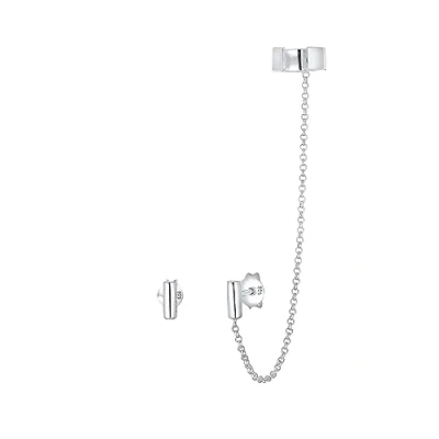 Image of Elli Earrings Ladies Earcuff Clamp Asymmetric Minimal Geo in 925 Sterling Silver