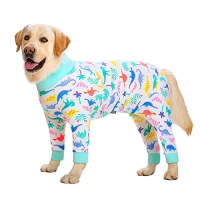 Image of Dog Clothes,Lovely Elastic Pajamas Sleeping Clothes Anti hair Dust proof Four legged Garment Jumpsuit for Medium Dogs Large (36, White)