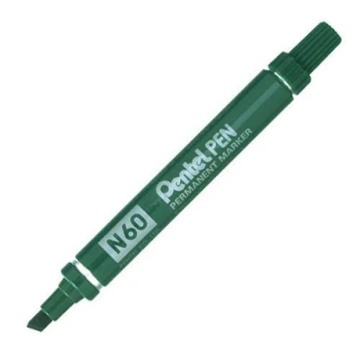 Image of PENTEL N60 PERMANENT MARKER CHISEL TIP (PACK OF 3) GREEN