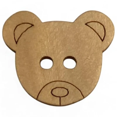 Image of KnitForLess Large Natural Wooden Childrens Teddy Bear Head Buttons, 25mm Sewing, Crafts, Knitting, Scarpbooking, 2 Hole (10)