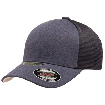Image of Flexfit Melange Unipanel Trucker Cap, Navy, L XL