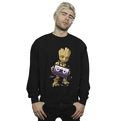 Image of Marvel Men&#039;s Guardians of The Galaxy Groot Tape Hoodie Black Large