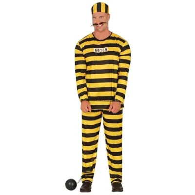 Image of FIESTAS GUIRCA Prisoner Fancy Dress Costume Adult Man Size Medium UK 38 40