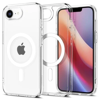 Image of Spigen Ultra Hybrid MagFit Plastic Back Cover Transparent/White Apple iPhone 16e