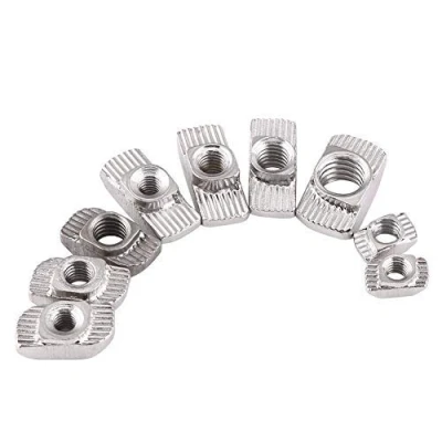 Image of 50pcs T Slot Hammer Head Nut M4, M5, M6, M8 Zinc Plated Silver Carbon Steel Fastener Aluminum Figure Extrusion European Standard (EU20 M5x10x6)