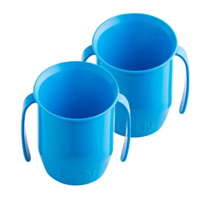 Image of Doidy Cup Training Cups for Toddlers &amp; Babies Unique Slanted Design Two Handles Baby Beaker Great Weaning Milk, Water Use from 3 6 Months, 200ml, PP Material (Green+Green)