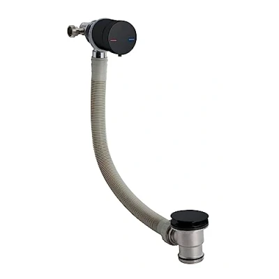 Image of nuie E401 Freeflow Bath Filler Tap with Waste, 68mm, Matt Black