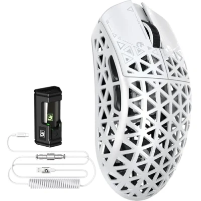 Image of MAMBASNAKE M5 Ultra Carbon Fiber 8000Hz Wireless Gaming Mouse, 39g SUPERLIGHT, 42000DPI, PAW3950MAX Sensor, Nordic 52840 Chip, Bluetooth/2.4G/USB C Wired Mice with Mouse Coiled Cable, for PC/Mac