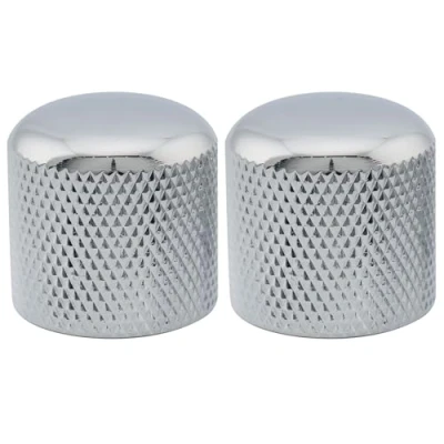 Image of Musiclily Pro Metric Steel Push on Dome Knobs for Import Electric Guitar or Bass, Chrome (Set of 2)