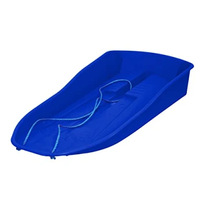 Image of simpahome Deluxe Smiley Design Pink Plastic Unisex Children &amp; Adults Snow Bullet Sledge Toboggan Blue x 1
