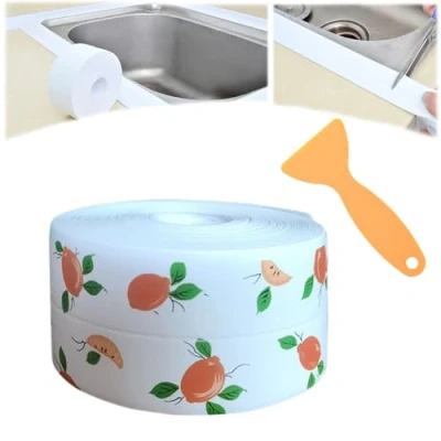 Image of Snrtevu Magic Peel &amp; Stick Self Adhesive Caulk Tape Strip, and Caulk, Waterproof Adhesive, Bath Sealant Strip for Decorating Kitchen, Bathroom, Toilet (STYLE12)