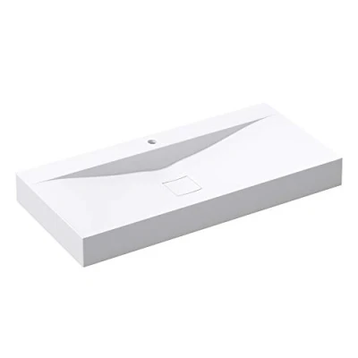 Image of Durovin Bathrooms Luxurious Stone Resin Bathroom Basin Wall Hung Or Countertop Mount Sink Concealed Waste Width 1000mm