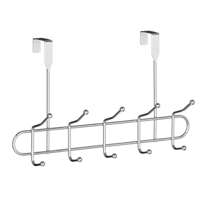 Image of Premier Housewares Over Door Coat Hooks The Hanger for Bedroom with 10 Anti Slip Cloths, Belts, Chrome Wire Frame