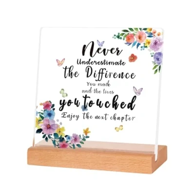 Image of CoCoCherry Retirement Gifts for Women Elegant &amp; Funny Acrylic Plaque with Wooden Base Leaving Gifts, Ladies&#039; Keepsakes, Unique Colleagues Women, Colleague