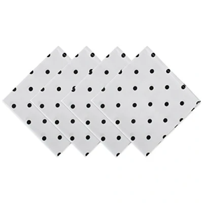 Image of DII Printed Reversible Polka Cotton Napkin, Perfect for Brunch, Catering Events, Dinner Parties, Buffets, Spring Weddings or Everyday Use, White Base Black Dots, 18&quot; x (Set of 4)