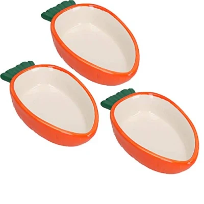 Image of 3pk Small Animals Pet Carrot Shaped Bowls For Nibbles Food 5.3&quot;