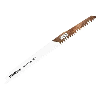 Image of Faithfull S1531L Sabre Saw Blade Wood 240mm 5 TPI (Pack of 5) FAISBS1531L