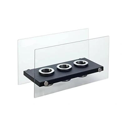 Image of Bio Ethanol Fireplace Indoor Outdoor Camping Glass Top Burner Fire VIC3 (Black)