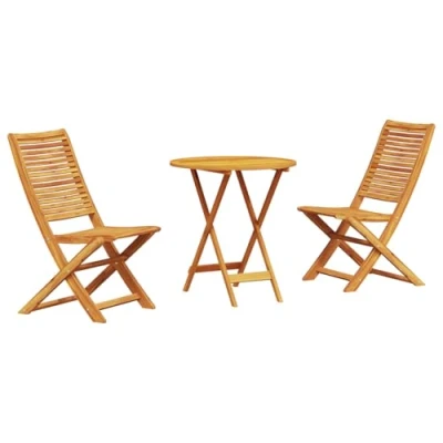 Image of vidaXL 3 piece garden set folding acacia wood patio set: table &amp; 2 chairs for balcony or outdoor