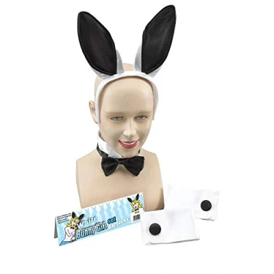Image of Bristol Novelty DS104 Bunny Girl Set Fancy Dress Accessory, Womens, Black, White, One Size