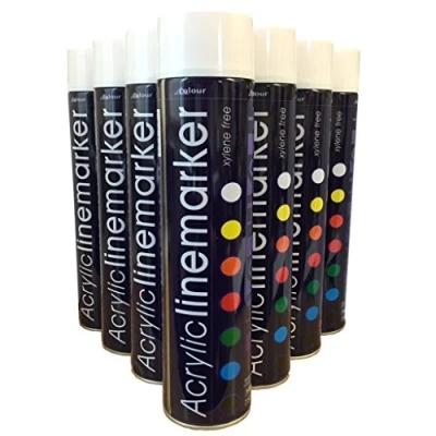 Image of (PACK OF 12) Large 750ml WHITE Line Marking Spray paint survey builders marker Sports Grounds