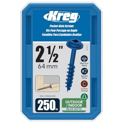Image of KREG® Blue Kote™ Pocket Hole Screws 64mm/2.50&quot;, #8 Coarse Thread, Maxi Loc™, 250 count