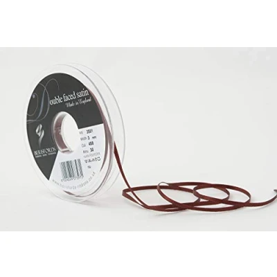Image of Berisfords Double FACE Poly Satin Ribbon, Hot Chocolate, 3 mm