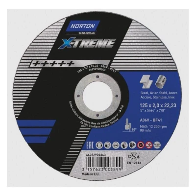 Image of Norton Saint Gobain 125x2.0x22.2mm Nor Xtreme Cutting Disc A36V Type 41