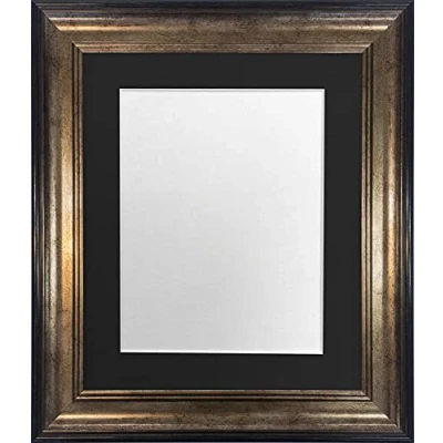 Image of FRAMES BY POST Scandi Black &amp; Gold Picture Photo Frame with Mount A1 Image Size A2