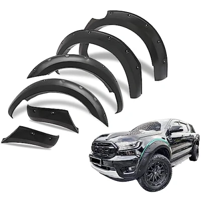 Image of JHCHAN Wheel Arch Trim for Ford Ranger 2019 2022 Wildtrak XL XLT Limited Car Fender Flares Eyebrow Protector Extensions Bolt on Look Mudguards Matte Black
