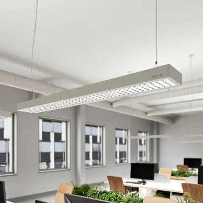 Image of Arcchio LED office pendant light Susi, silver, aluminium, DALI