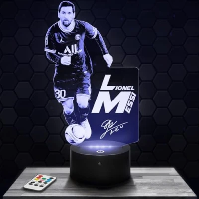 Image of Bedside lamp L. Messi 2022 Night Light 3D LED Illusion, Christmas Birthday Gift idea for Boys and Girls Children&#039;s or Adult Bedroom TOP