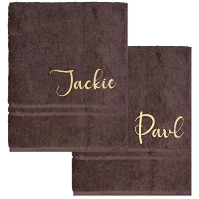 Image of TeddyT&#039;s Personalised His &amp; Hers Bronze and Gold Bath Towels Gift Set