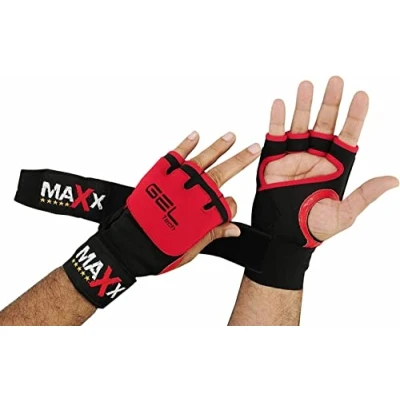 Image of Maxx MMA Grappling Gloves Boxing Hand Wraps Punch Bag Fight Muay Thai (RED, L)