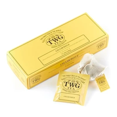 Image of TWG Tea Chamomile Herbal Decaffeinated &amp; Theine Free 15 Hand Sewn Cotton Bags Gift Set