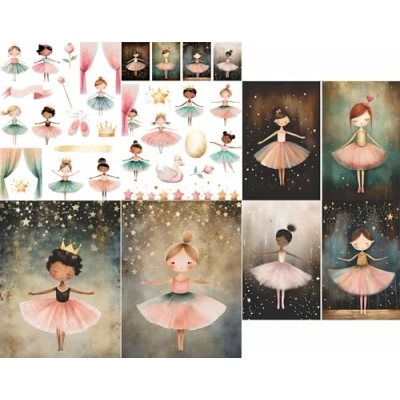 Image of Ballerinas Rice Paper, 8 x 10.5 inch for Decoupage Cards Craft