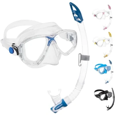 Image of Cressi Marea Vip Combo Set Mask + Snorkel Mexico Diving and Snorkelling, Transparent/Blue, One Size, Unisex Adult