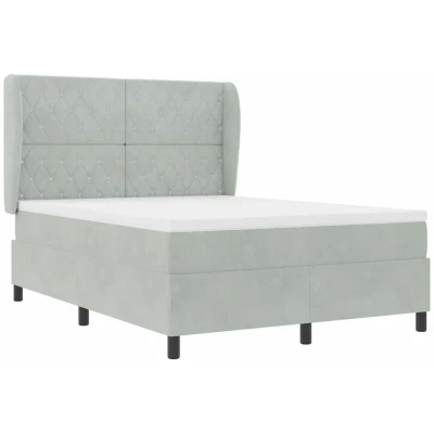 Image of vidaXL Box Spring Bed with Mattress Light Grey 140x200 cm Velvet