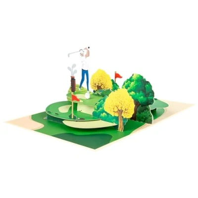 Image of Happy Birthday Cards 3D Golf Popup Card Sports Greeting For Anniversary Father Day