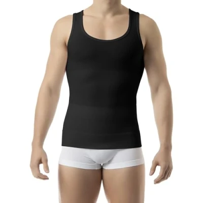 Image of Farmacell 417 (Black, S) Men&#039;s Tummy Control Body Shaping Vest Tank Top Slimming Compression Men’s Undershirts Shaper