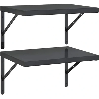Image of vidaXL Wall Shelves 2 pcs 50x40 cm Black Stainless Steel
