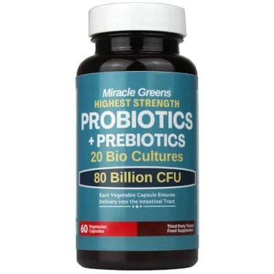 Image of 80 Billion CFU Probiotics 20 Strains + Prebiotics Digestive &amp; Gut Health for Good Flora, Gas and Bloating Scientifically Proven Women Men Made in The UK 2 Month Supply