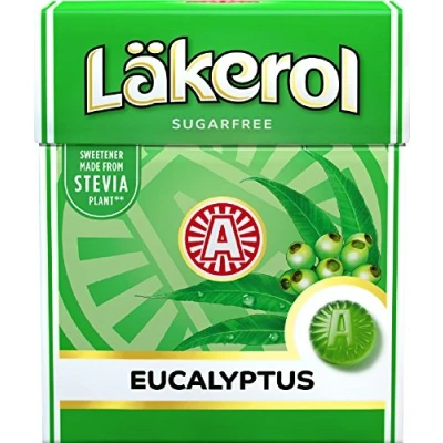 Image of 4 Boxes x 25g of Läkerol Eucalyptus Original Swedish Sugar Free Stevia Pastilles Lozenges Drops Dragees Candies Sweets