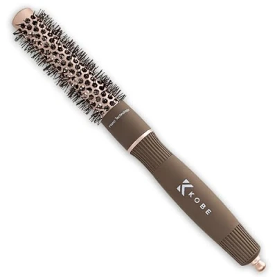 Image of Kobe Professional Heat Retaining Ceramic &amp; Ionic Round Hair Brush for Blow Drying With Nanotechnology 19mm Barrel Dry Brush,Curling