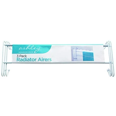 Image of Ashley Housewares BB RA220 3 Pack of Radiator Airers, Metal, White, 50 cm