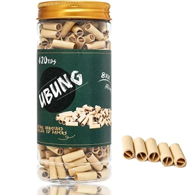 Image of UBUNG Brown Tips, 420 Pcs Ø8mm Pre Rolled Filter Tips Made with Unbleached Paper, Suitable for Most Roll Machine and Rolling Papers
